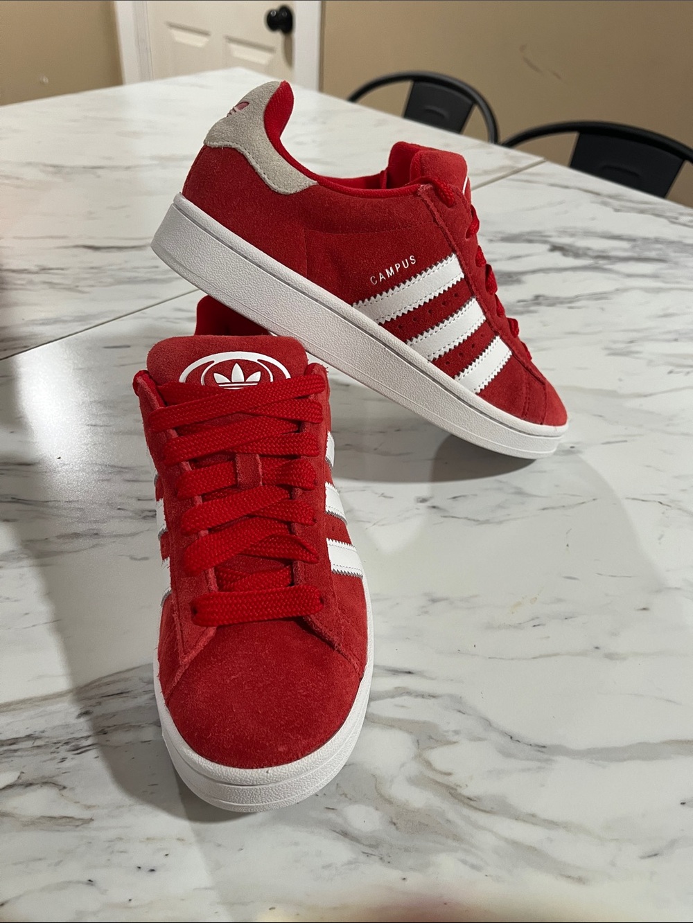 adidas Campus Suede Sneakers - Red with White Stripes